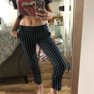 Pinstriped blue and white pants
